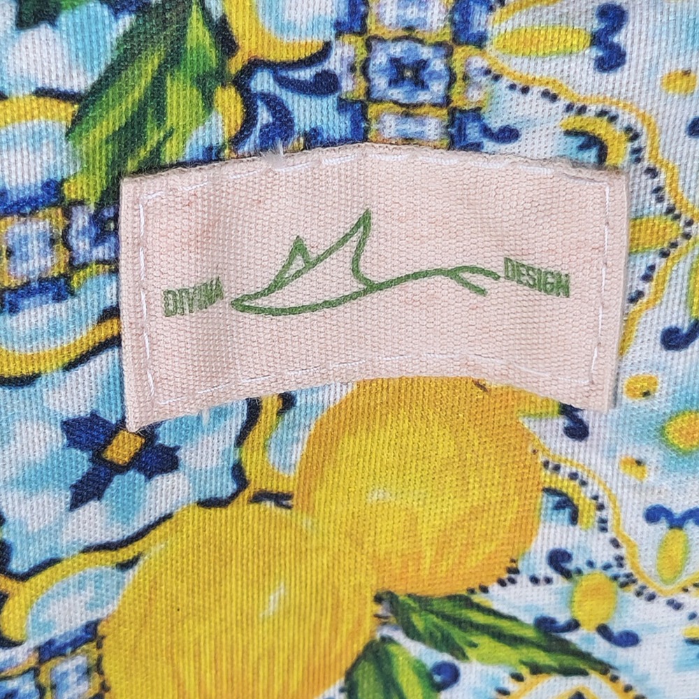 La Divina Costiera Italian‎ Mosaic Lemon Tile Print Backpack Fringed Drawstring - Picture 6 of 8